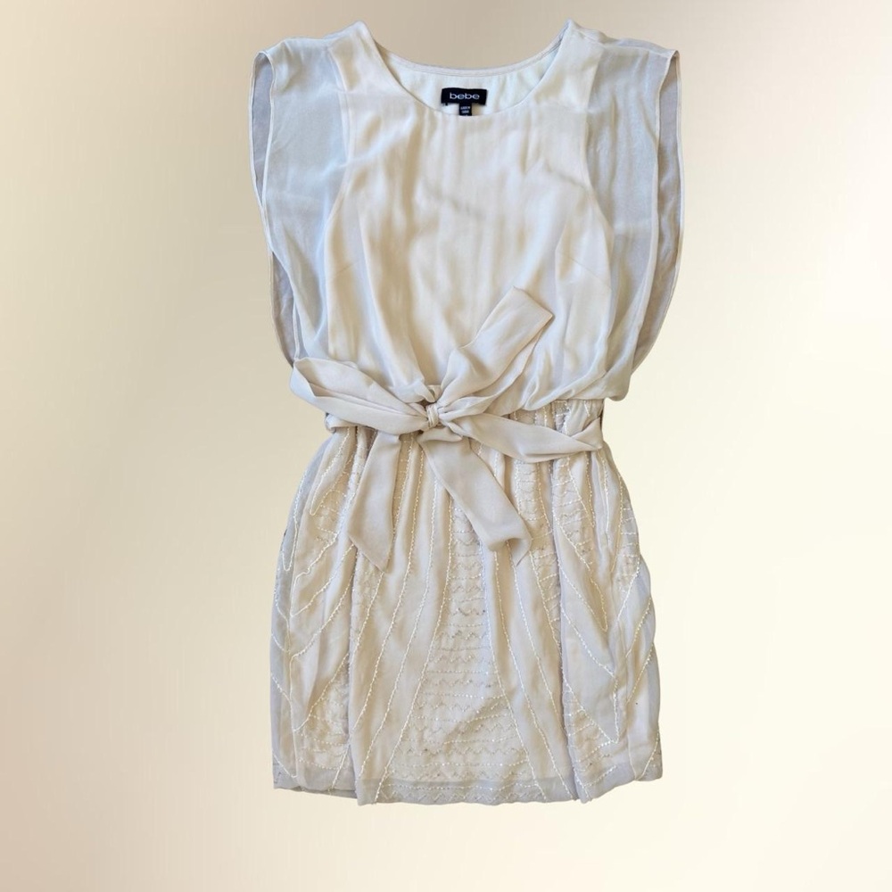 Bebe Cream Mini Dress with Bow
